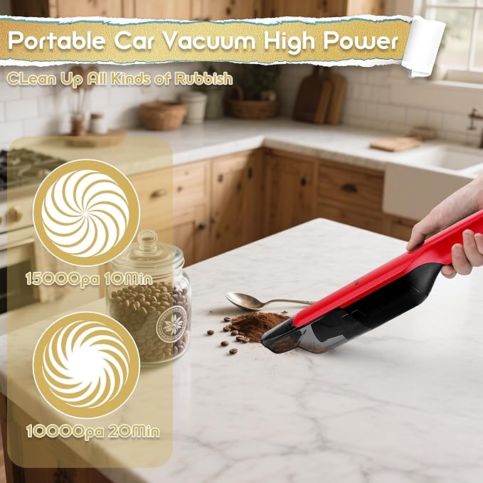 Handheld Vacuum Cordless, 15KPA High Power Suction, USB Quick Charge, Car - Image 5