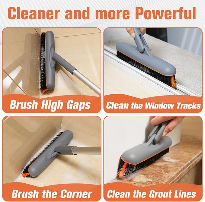 Eazer 53‘’ Grout Brush with Long Handle, 180°Rotation Tile Grout Cleaning Tool - Image 5