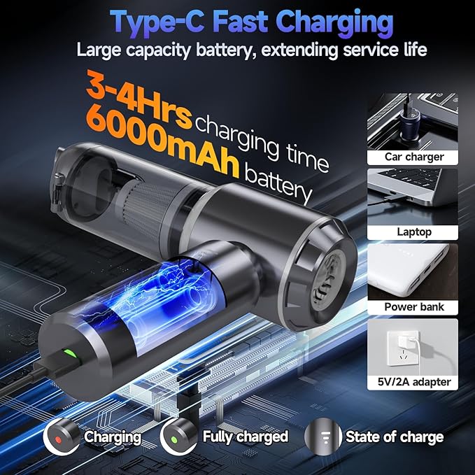 Car Vacuum Portable Cordless, Small Handheld Vacuum Cleaner - Image 5