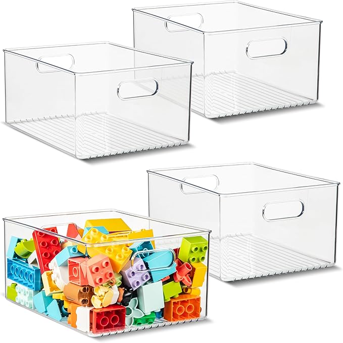 Plastic Food Storage 4 Pack Clear Container Bin by primebox