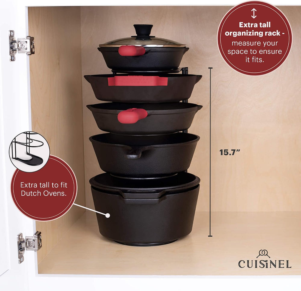 Cuisinel Pots and Pans Organizer for Cast Iron, 15" Skillet Rack, 2 Pack
