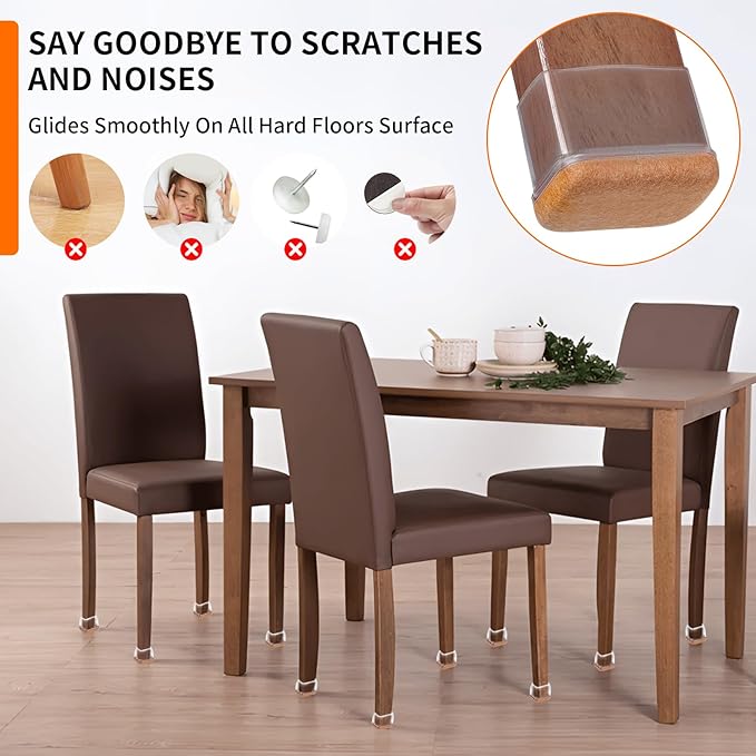 Ezprotekt 24 Pcs Rectangle Clear Silicone Chair Leg Floor Protectors Caps - Image 6