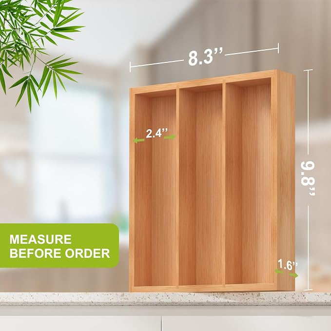 Bamboo Utensil Drawer Organizer, Kitchen Drawer Organizer - Image 3