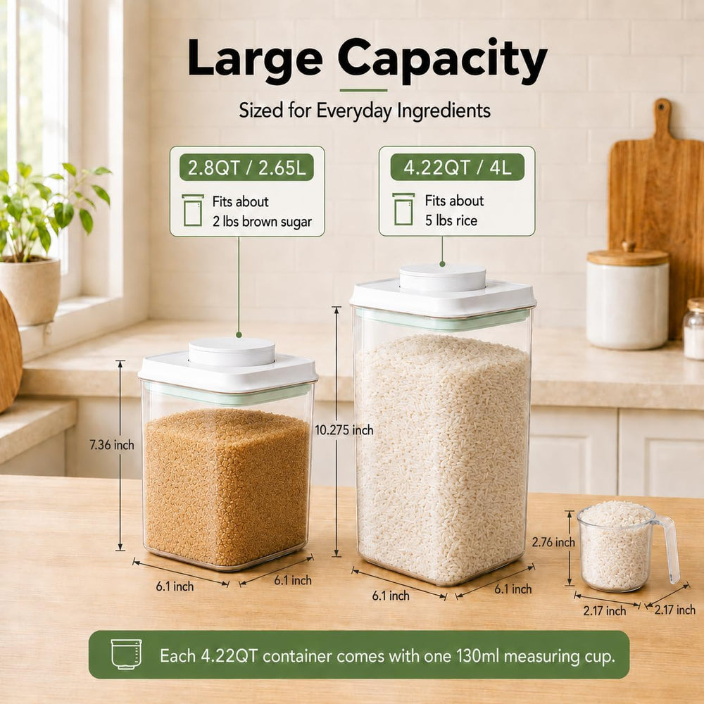 3-Piece Airtight Food Storage Containers, 4.2 & 2.8 Qt Set