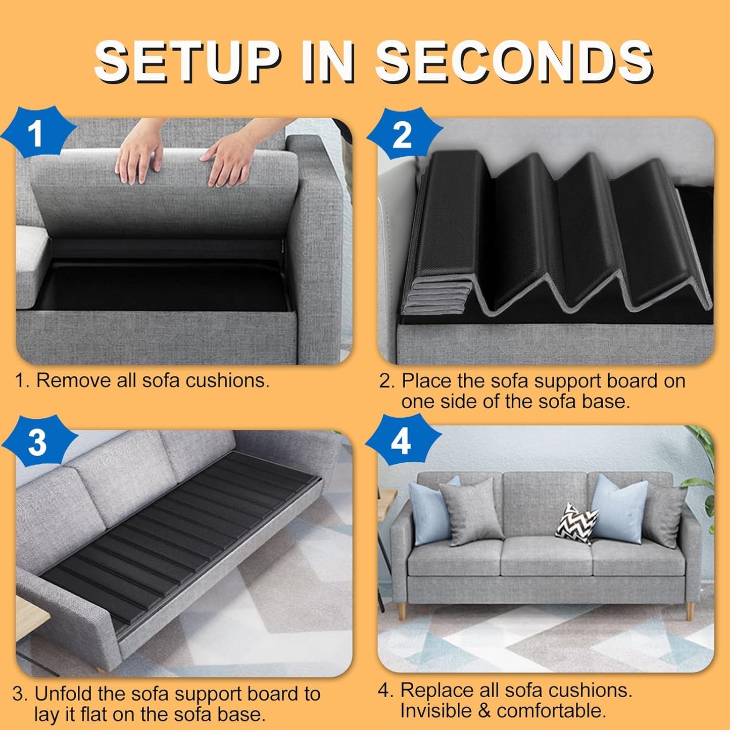 LAVEVE Heavy Duty Couch Cushion Support Board for Sagging Sofa, 21.5''x70'' Extra Thick Solid Wood Under Couch Insert with Anti-Slip Dots, Repair Sagging Spring Sofa and Replace Worn Cushions