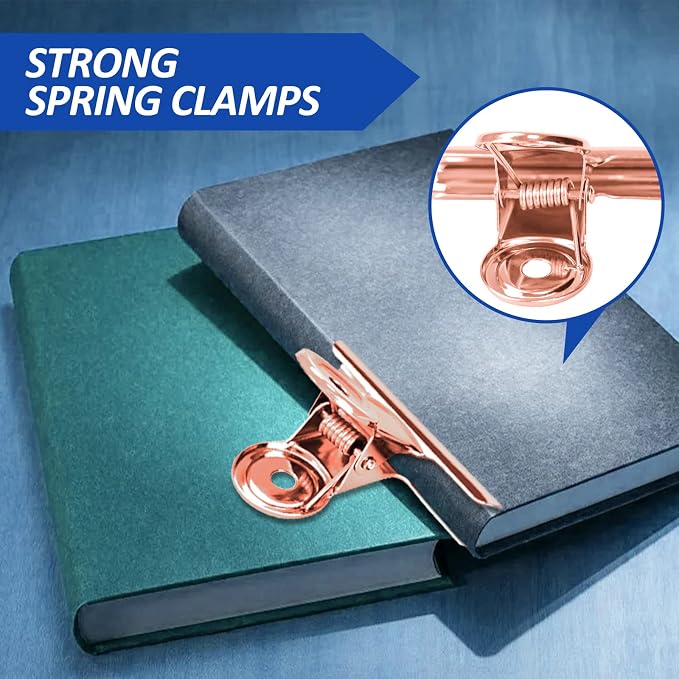 20 Pack Large Metal Hinge Rose Gold Clips 51mm - Image 3