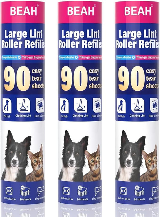 9.45 Inch Extra Sticky Lint Roller Refills 3 Pack –Compatible by BEAH