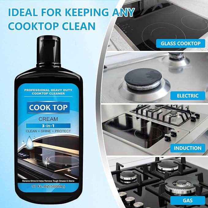 Cooktop and Stove Top Cleaner Kit, Glass Cooktop Cleaner Combo Kit - Image 5