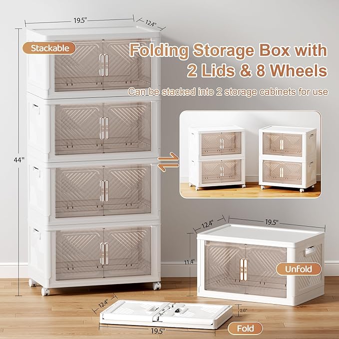 Storage Bins with Lid 48QT, Stackable Storage Containers with Wheels and - Image 3