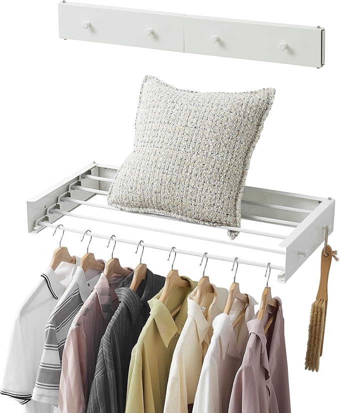 Clothes Drying Rack, Laundry Hanging Rack Collapsible, Wall Mounted Drying Rack by RFOUO