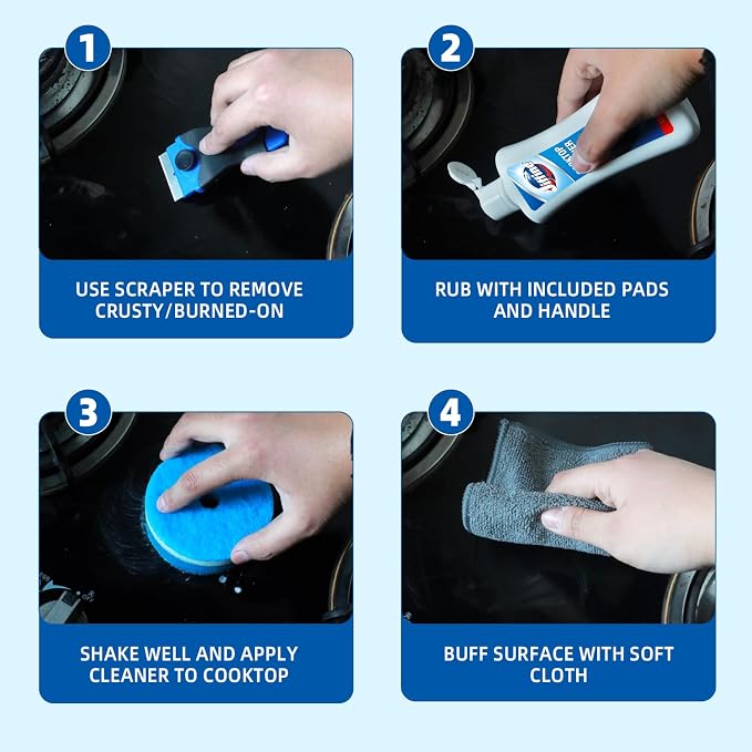Glass Cooktop Cleaner Kit & Polish - 10 oz Stove Top Cleaner - Image 6
