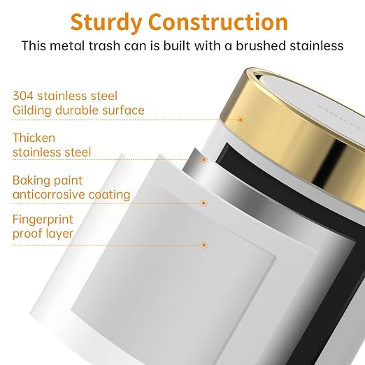 Mini Trash Can with Lid, Desktop Small Trash Can Recycling Bin Cute Metal - Image 3