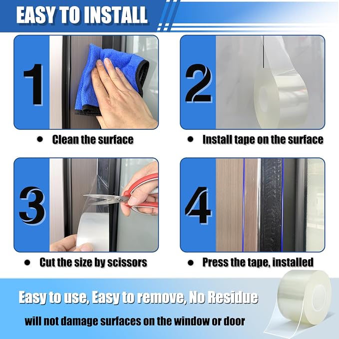 Window Weather Sealing Tape 2 in x 66 FT Weather Stripping Weatherproof Draft - Image 4
