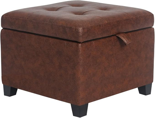 Adeco Faux Leather Storage Ottoman Bench by Adeco