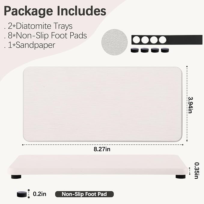2 Pcs Water Absorbing Stone Trays, Kitchen/Bathroom Sink Soap Dish, Diatomite - Image 6