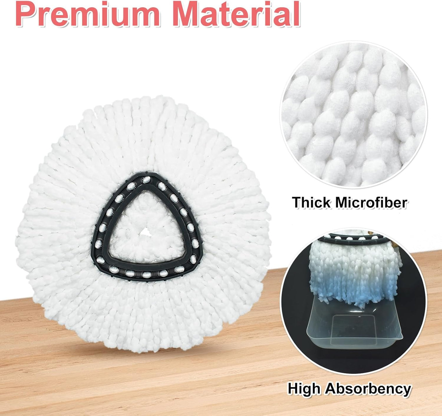 Mop Heads Replacement for Ocedar, Mop Replace Head for Ocedar EasyWring 1 Tank, Include 4 Microfiber Refills Replacement Head Deep Cleaning Machine Washable,1 Upgrade More Bristles Scrub Brush,1 Base