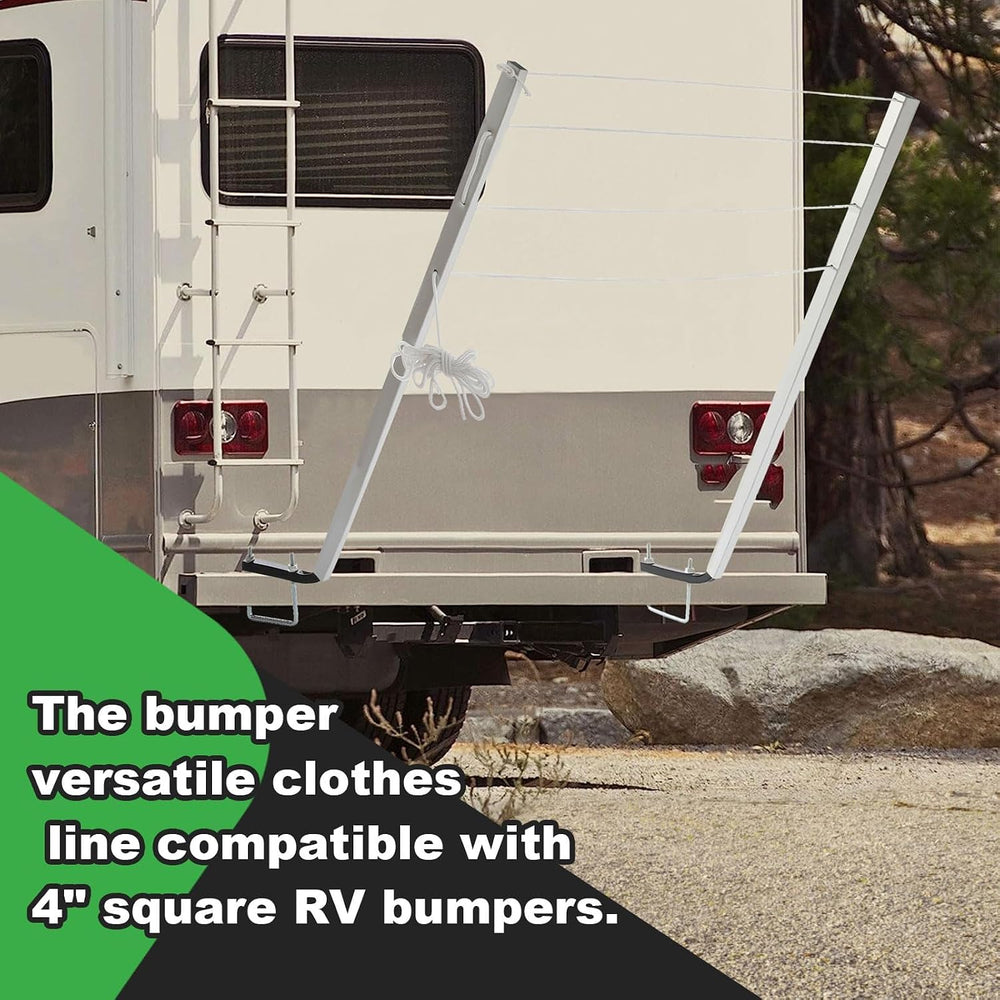 KUAFU RV Clothes Drying Rack Bumper-Mounted Clothesline Compatible with 4&quo...
