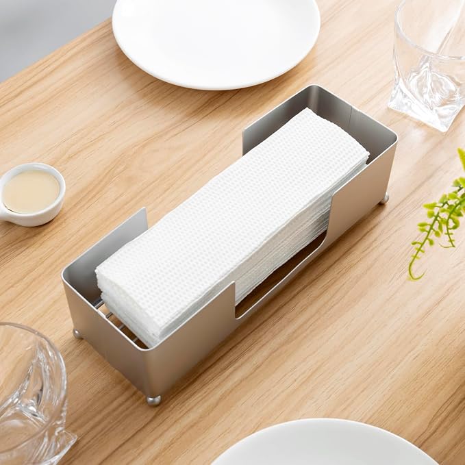 MyGift Metal Tabletop Folded Hand Towel Holder, Modern Silver Tone Commercial - Image 4