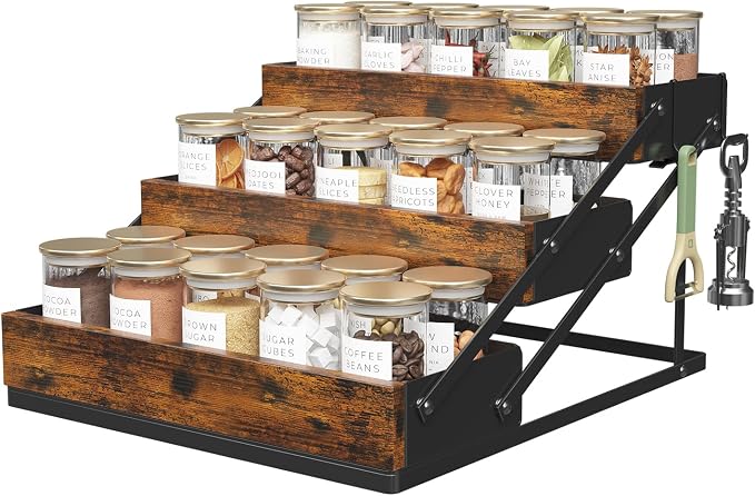 3 Tier Spice Rack Organizer for Cabinet, Foldable Spice Rack for Countertop by KOKSTOP