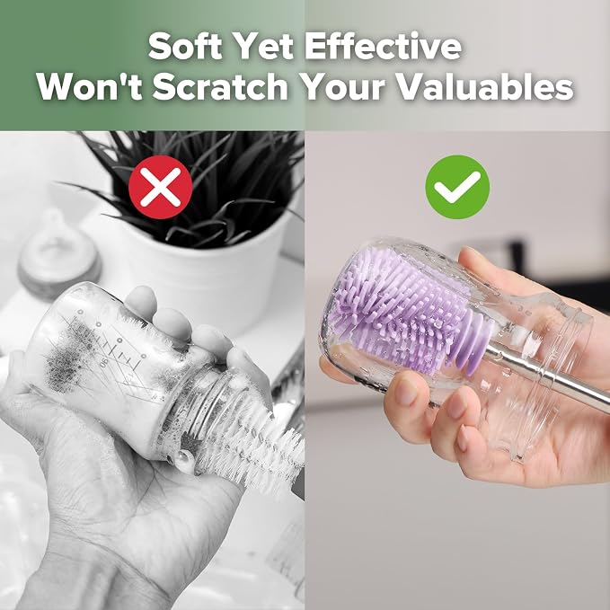 haakaa Cleaning Brush Silicone Bottle Brush Double-Ended Soft Silicone Bristles - Image 5