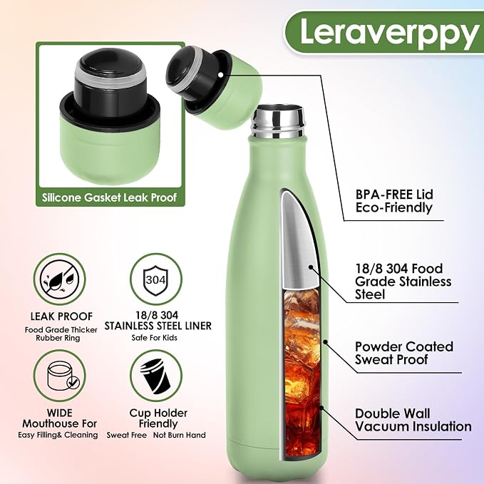 17oz Cola-Bottle Shaped Stainless Steel Leak-proof Water Bottle, Double Wall - Image 4