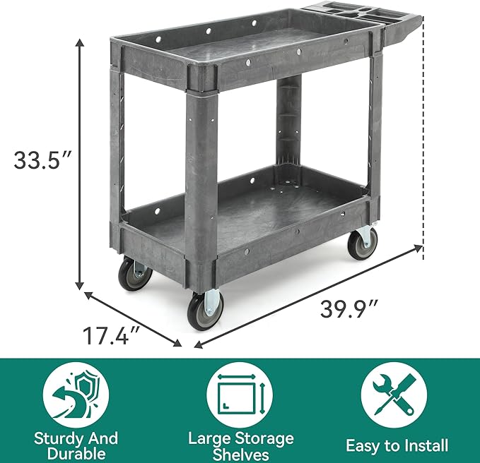 YITAHOME Utility Cart on Wheels, 550 lbs Capacity Service Cart, 40 x 17 Inch - Image 3