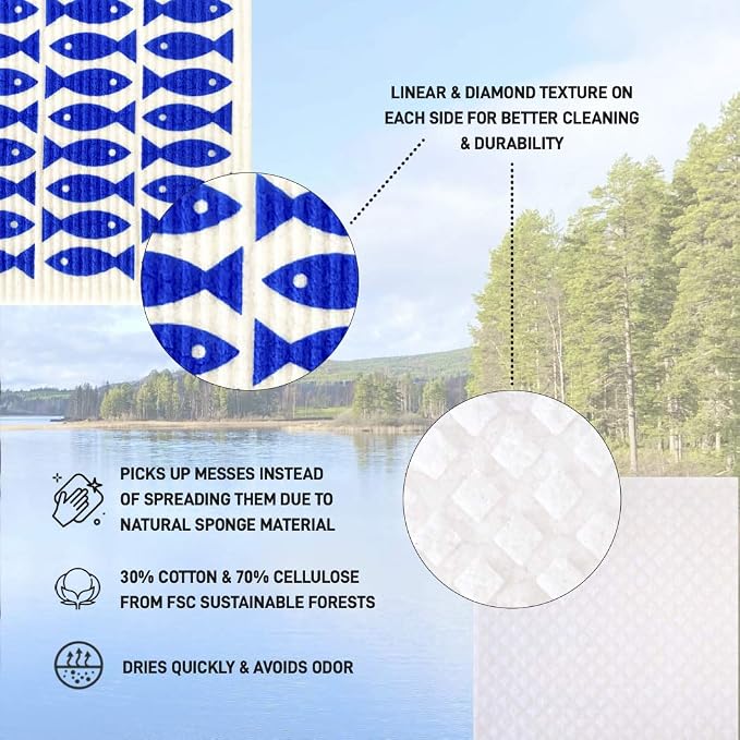 Nordhus Design Swedish Dishcloths, 5 Fish Cloths, Made in Sweden - Image 6
