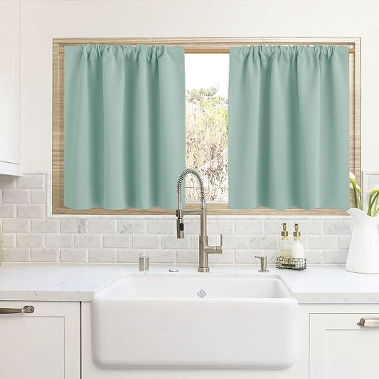 RYB HOME Blackout Curtains for Kitchen, Over Sink Privacy Curtains Window Decor by RYBHOME