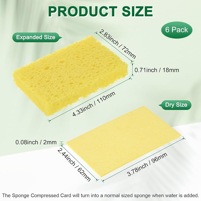6-Pack Kitchen Sponges, Condense Eco Cellulose Non-Scratch Scrub Heavy Sponge - Image 3