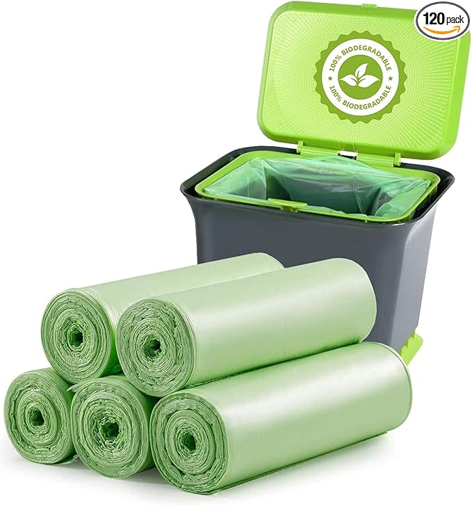 Small Trash Bags 1.2 Gallon 120 Counts Biodegradable Food Waste Bags, Mini 5L by EmpoweringEco-friendlyLiving