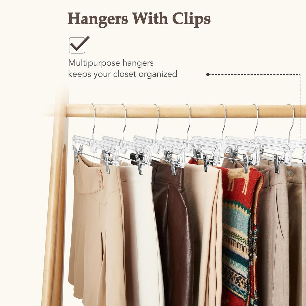 HOUSE DAY Heavy Duty Clear Pants Hangers 500 Pack, 14'' Skirt Hangers