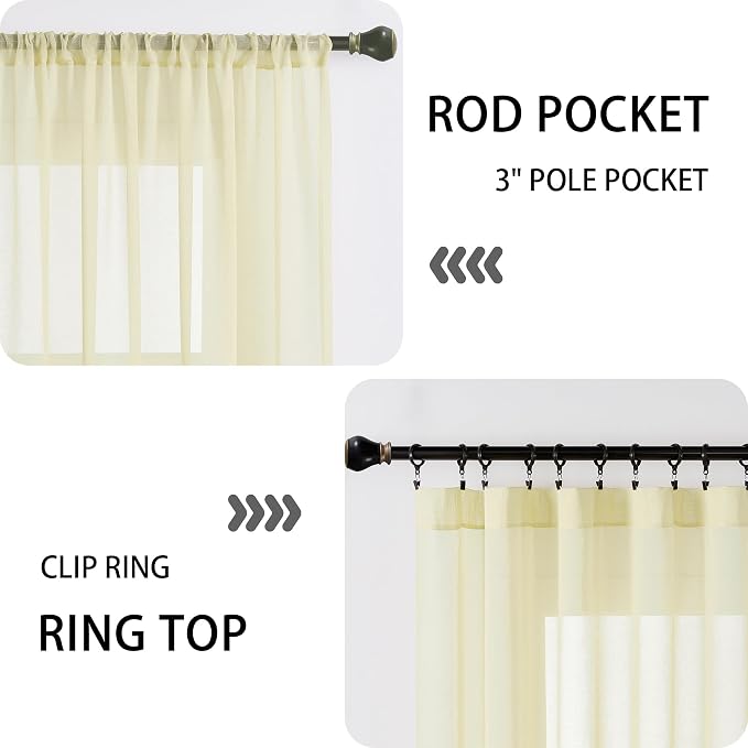Tollpiz Sheer Door Curtain Closet Linen Textured Curtain Sheers Doorway Light - Image 5