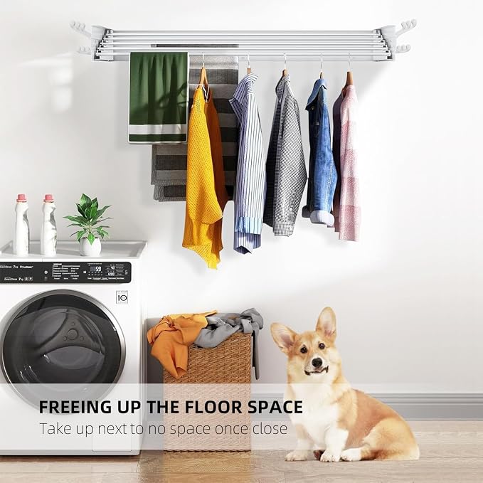 Laundry Drying Rack, Collapsible Wall Mounted Clothes Drying Rack - Image 5