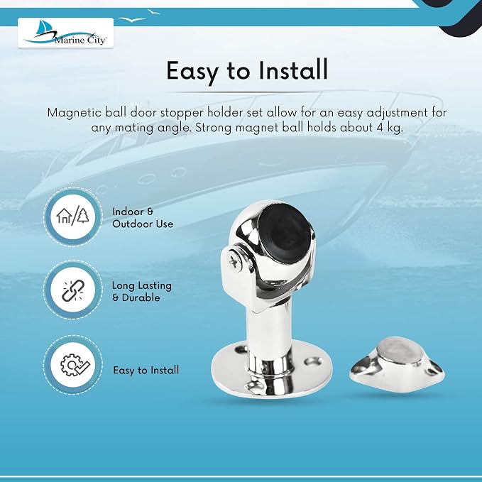 MARINE CITY Magnetic Ball Door Window Stopper Set, 316 Stainless Steel - Image 4