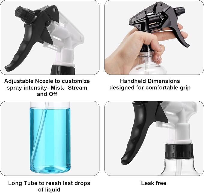 Eccliy 12 Pcs 16 Oz Plastic Spray Bottle, Adjustable Empty Reusable Sprayer - Image 5