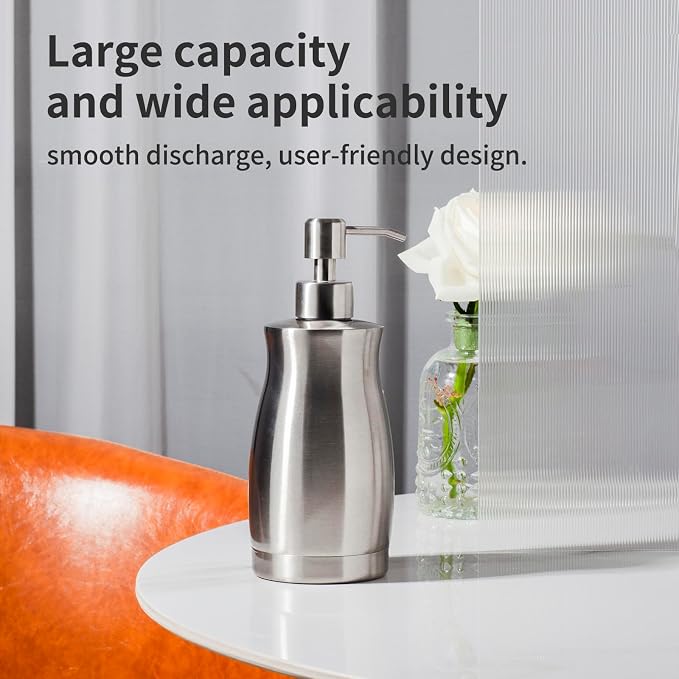 Brushed Stainless Steel Countertop Soap Dispenser Rust and Leak Resistant Hand - Image 2
