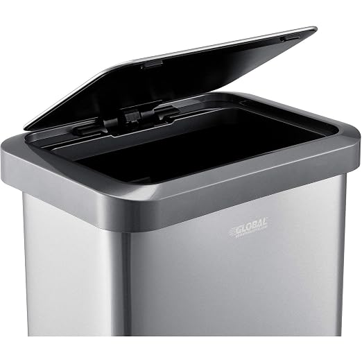 Global Industrial 12 Gallon Stainless Steel Trash Can, Rectangular Step-On - Image 9