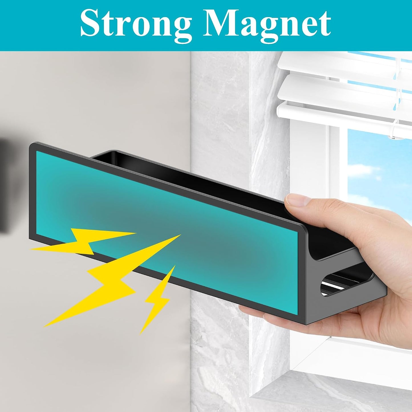 Black Magnetic Spice Rack for Refrigerator, 4 Pack | Kitchen Magnetic Shelf for Fridge, Spice Organizer and Storage, Baby Bottle Holder for Fridge, Magnetic Tea Bag Organizer