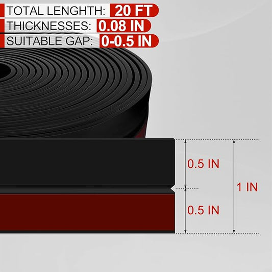 MYFAMIREA Door Weather Stripping 1IN x 20FT Door Draft Stopper Seal Tape - Image 2