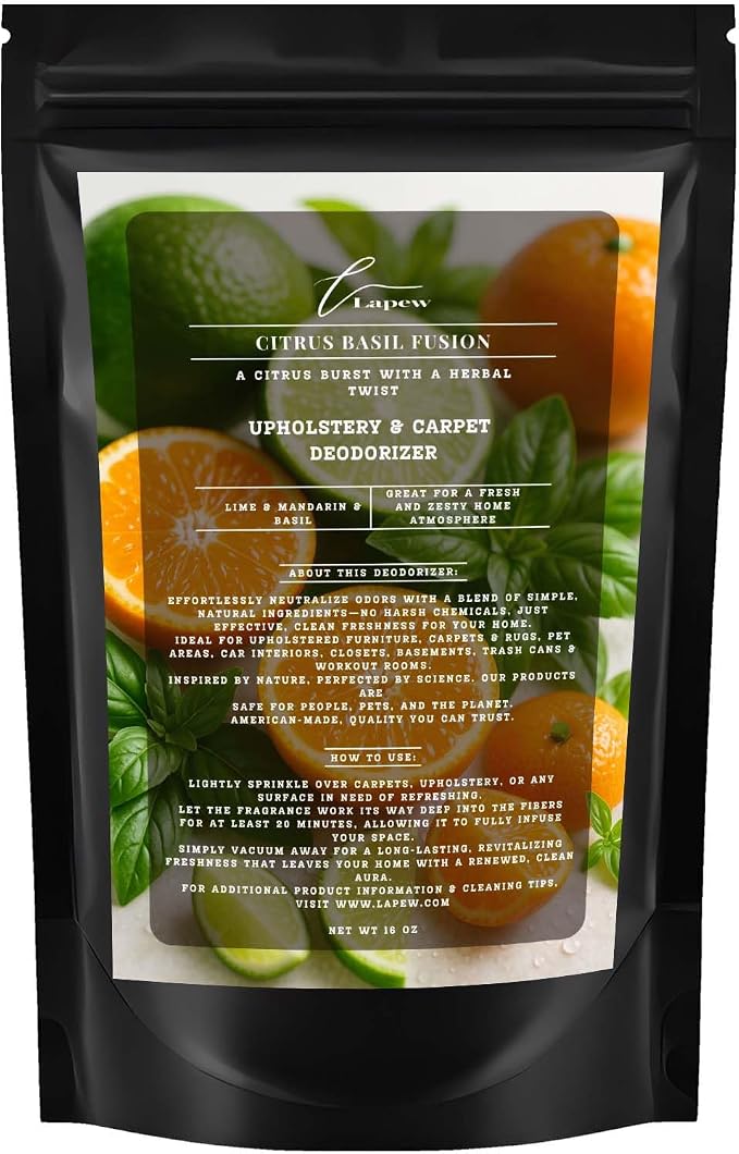 Citrus Basil Fusion Carpet Freshener Powder: Powerful Odor Eliminator by Lapew