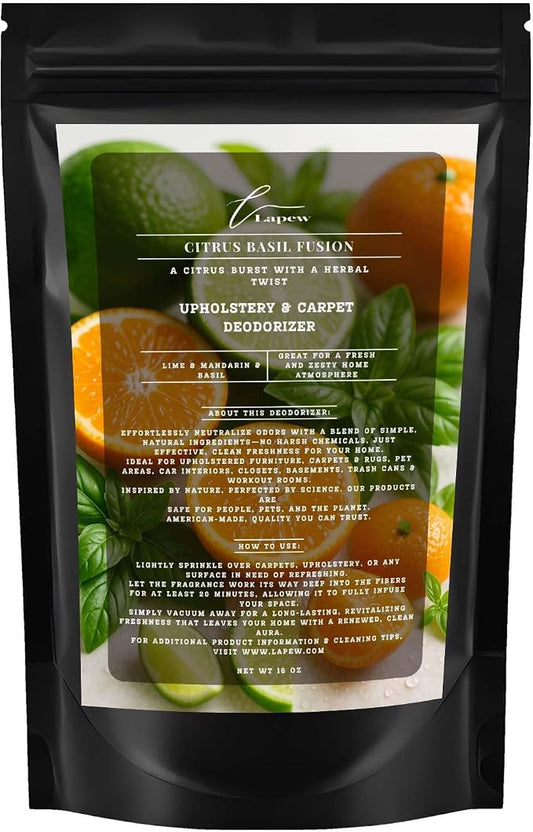 Citrus Basil Fusion Carpet Freshener Powder: Powerful Odor Eliminator by Lapew