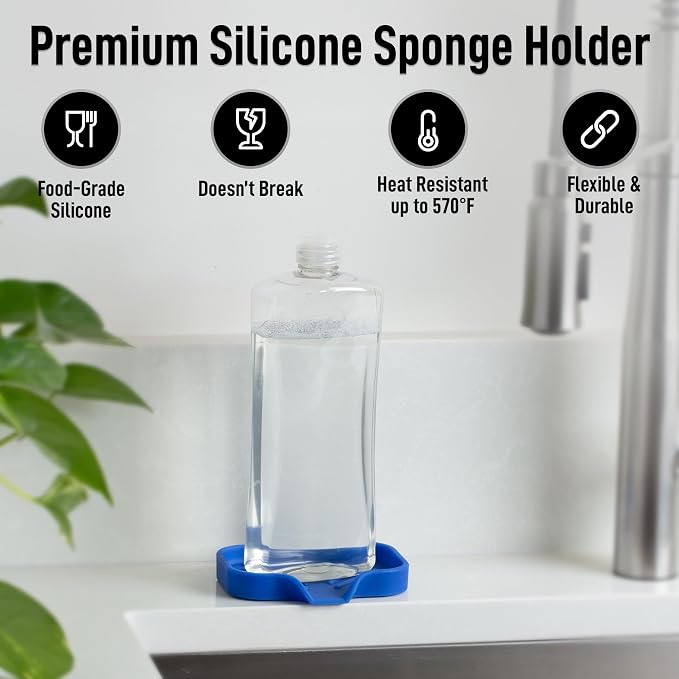 Zulay Kitchen Small Silicone Sponge Holder – Space-Saving Sink Organizer Tray - Image 2