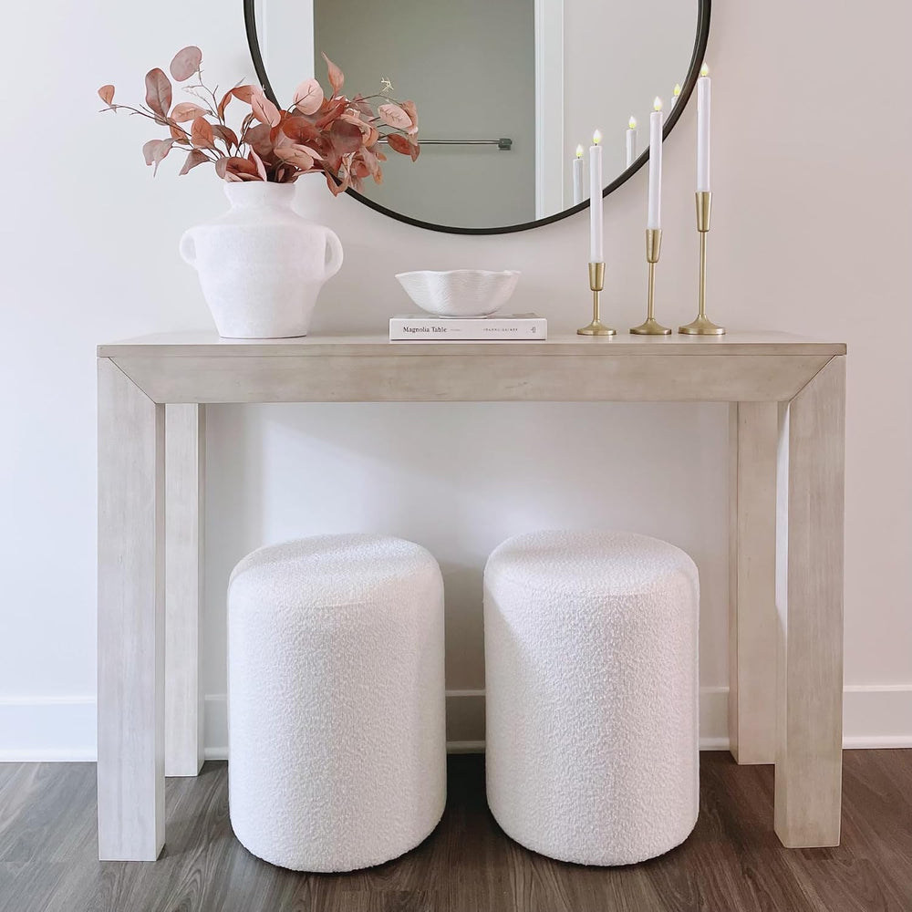 Get Set Style Modern Round Ottoman with Soft Padded Seat, Multifunctional Van...
