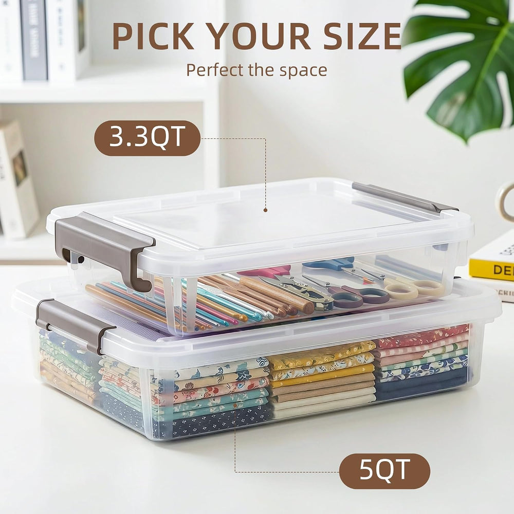 Citylife 6PC Storage Bins with Lids, Stackable Plastic Box, Paper Storage