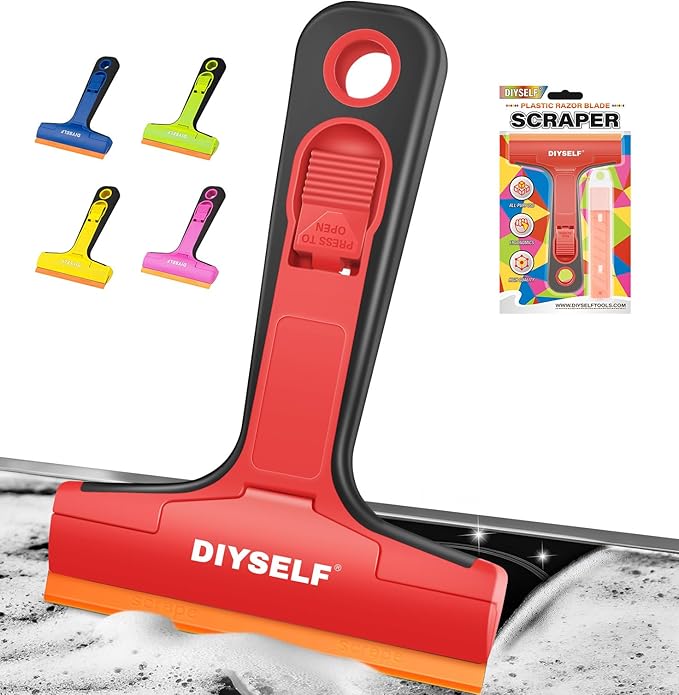 DIYSELF-Razor-Blade-Scraper, 1 Pack Razor Blade Scraper, Extra 5 PCS Orange by DIYSELF