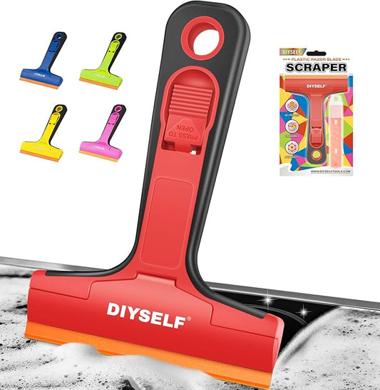 DIYSELF-Razor-Blade-Scraper, 1 Pack Razor Blade Scraper, Extra 5 PCS Orange by DIYSELF