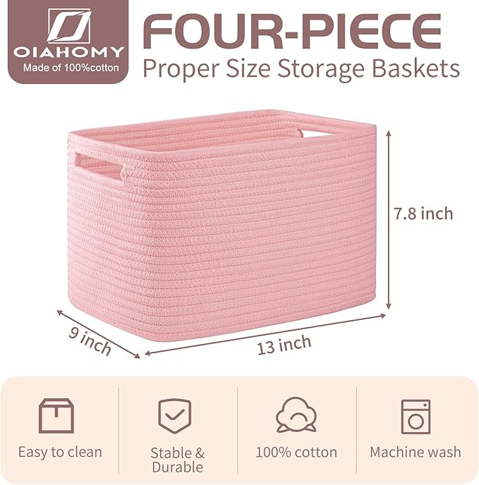 OIAHOMY 4 Pack Storage Baskets for Organizing, Cube Storage Bins for Shelves - Image 2