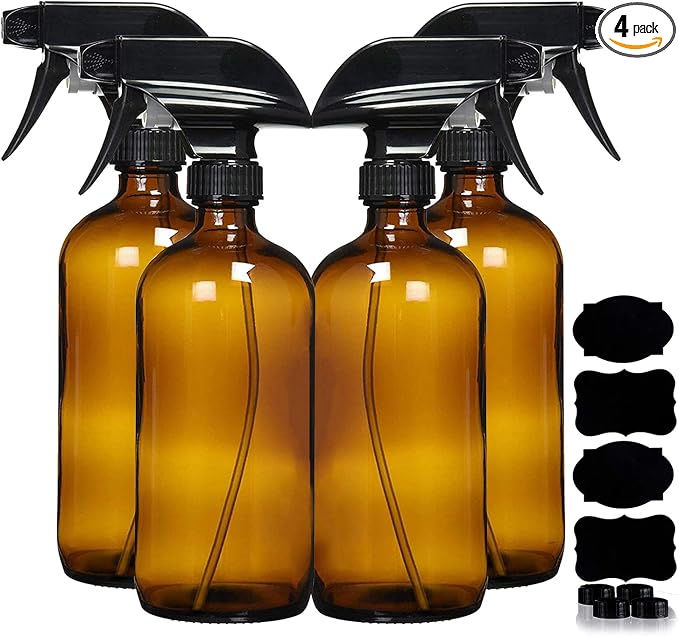 Amber Glass Spray Bottles For Cleaning Solutions by Homeries