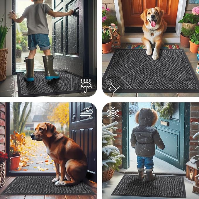 Smiry Front Door Mat Outside Entrance, Heavy Duty Outdoor Indoor Natural Rubber - Image 7