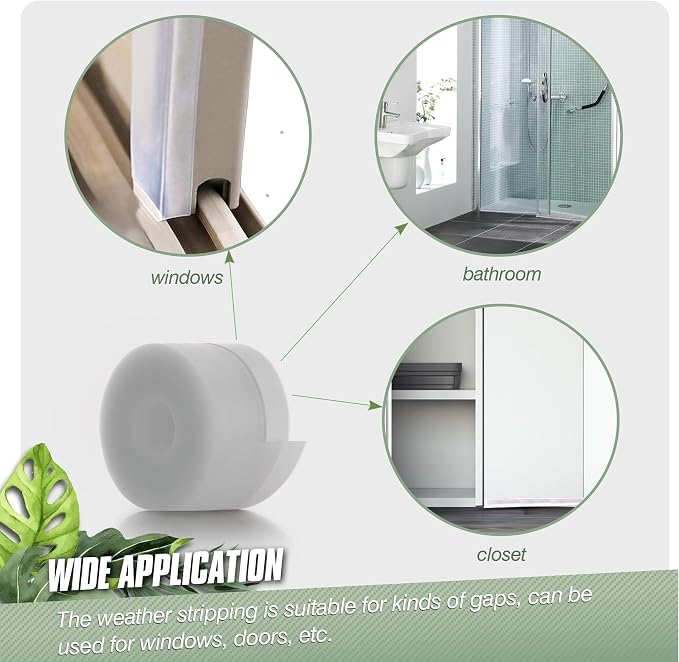 Silicone Weather Stripping Door Seal Strip, 16.4 Feet Self Adhesive Sealing - Image 6
